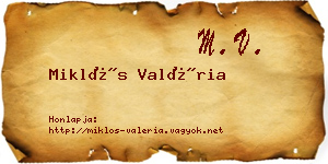 Miklós Valéria névjegykártya